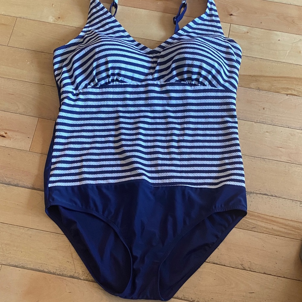 Striped Blue and White Swimsuit